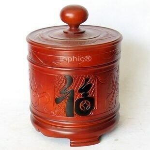 INPHIC-越南紅木工藝品 雕花 福祿壽茶葉罐 大款儲物罐