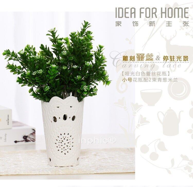 INPHIC-雕刻蕾絲客廳陶瓷花瓶 現代時尚瓷器擺飾  歐式簡約家裝工藝品