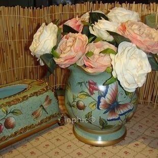 INPHIC-歐式 古典 時尚 美式鄉村做舊收口小花盆手繪陶瓷花瓶花器