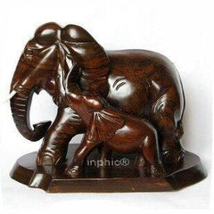 INPHIC-越南紅木工藝品 母子象 吉祥如意 風水木雕工藝品擺飾