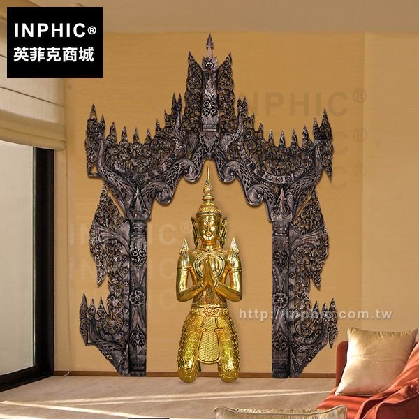 INPHIC-會所木雕門廳東南亞鏡框雕花門口門框裝飾品掛飾泰國泰式