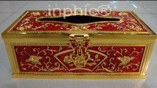 INPHIC-歐式高級鋅合金鍍金人工表面彩繪紙巾盒