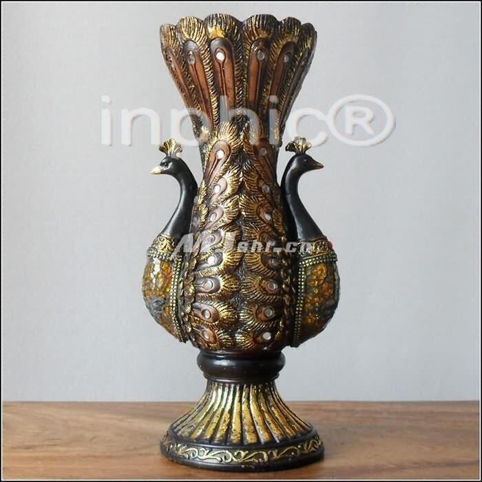 INPHIC-歐式客廳裝飾擺飾傢俱飾品泰國田園家居 孔雀燭臺