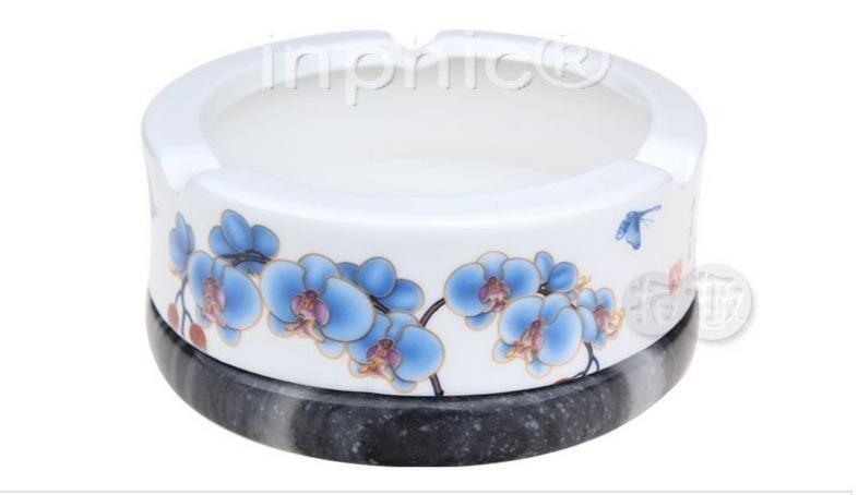 INPHIC-青花瓷創意煙灰菸灰缸 欣欣向榮 陶瓷和雲根石的完美結合 送老公