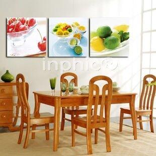 INPHIC-家居飾品 現代裝飾畫 餐廳無框畫三聯水果壁畫版畫  櫻桃檸檬