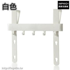 INPHIC-廚房櫥櫃門背式5連掛鉤免釘衣掛衣鉤無痕廚具門後掛鉤衣服壁掛架-白色