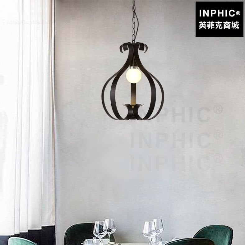 INPHIC-簡約鐵藝餐廳飄窗飯廳田園陽檯燈吊燈北歐吊燈奶茶店現代