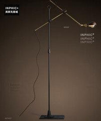 INPHIC-仿銅桿美式工業風創意鐵藝復古長臂釣魚落地燈
