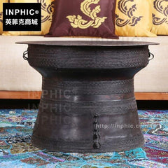 INPHIC-做舊茶臺圓形客廳茶幾東南亞金屬泰國傢俱