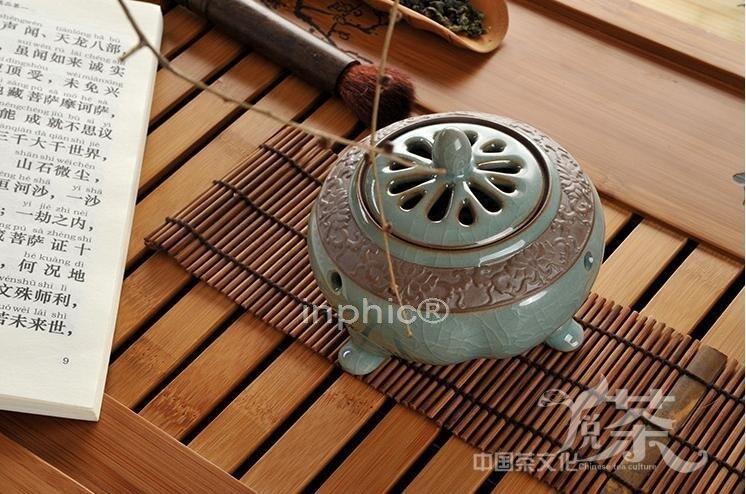 INPHIC-精品青瓷香爐佛具 高檔手工陶瓷哥窯冰裂熏香檀香盤香爐