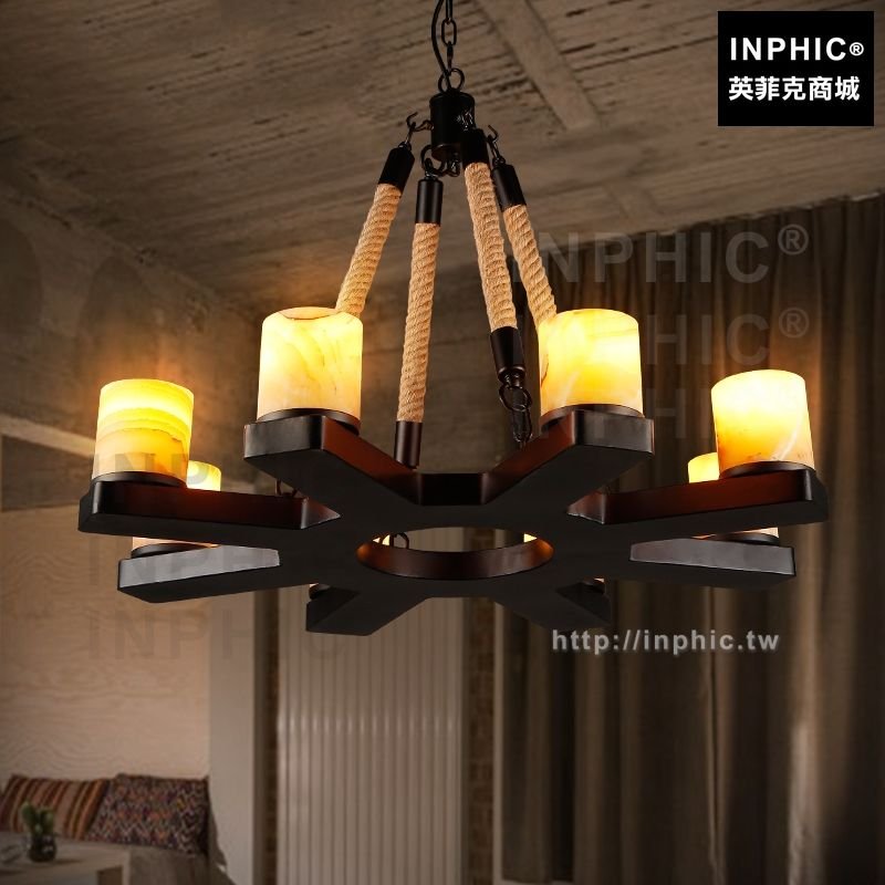 INPHIC-酒吧餐廳鐵藝吊燈客廳燈罩複古loft工業風雲石美式服裝店-雲石