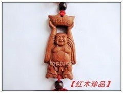 INPHIC-紅木工藝品 紅檀木財源廣進彌勒佛汽車裝飾掛件 創意吊掛平安符