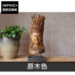 INPHIC-藝品泰國佛像擺設佛頭浮雕木雕裝飾品桌面裝飾擺飾家居-原木色