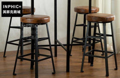 INPHIC-復古鐵藝實木吧臺桌椅 陽臺小方桌 咖啡桌椅休閒餐桌椅-無靠背椅