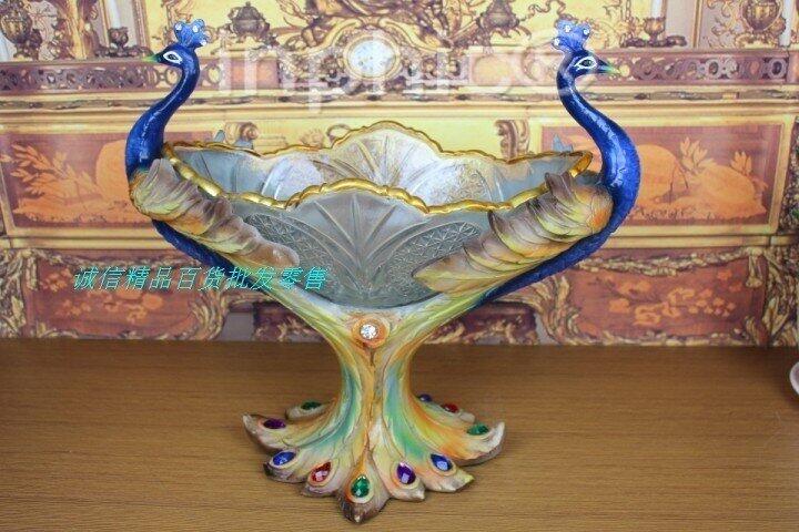 INPHIC-樹脂孔雀果盤擺飾仿真動物擺設店鋪專修擺飾工藝