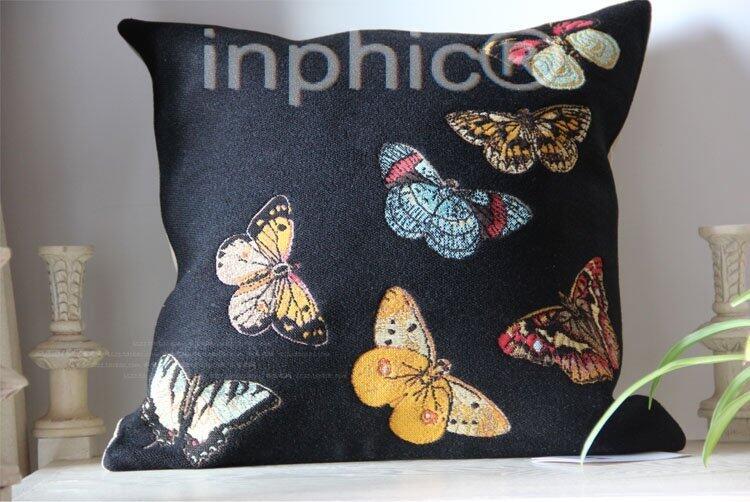 INPHIC-錦繡 法國進口高端奢適品靠墊套-黑蝴蝶