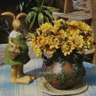 INPHIC-歐式復古 陶瓷冰裂做舊綠色雙耳花瓶 家居擺飾 粗陶花器