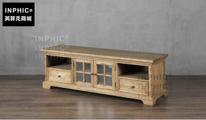 INPHIC-法式橡木矮電視櫃 北歐美式簡約客廳書房家具復古木色邊櫃