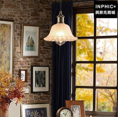 INPHIC-中式吧臺餐廳復古玻璃花紋吊燈燈罩