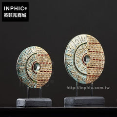 INPHIC-木雕擺飾客廳圓形擺設東南亞工藝品木質裝飾二件套裝中式
