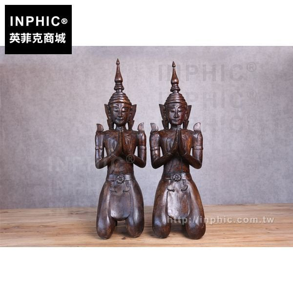 INPHIC-落地迎賓大擺飾泰佛酒店東南亞藝品會所泰國木雕黑金跪佛