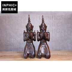 INPHIC-落地迎賓大擺飾泰佛酒店東南亞藝品會所泰國木雕黑金跪佛