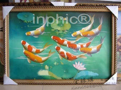 INPHIC-純手繪油畫無框畫 現代家居裝飾畫 客廳辦公室錦鯉魚 年年有魚 山水畫掛畫 收藏