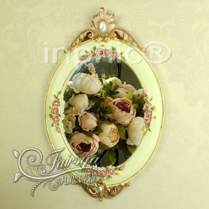 INPHIC-歐式田園婚慶裝飾復古裝飾玫瑰化妝鏡梳妝鏡浴室鏡掛鏡