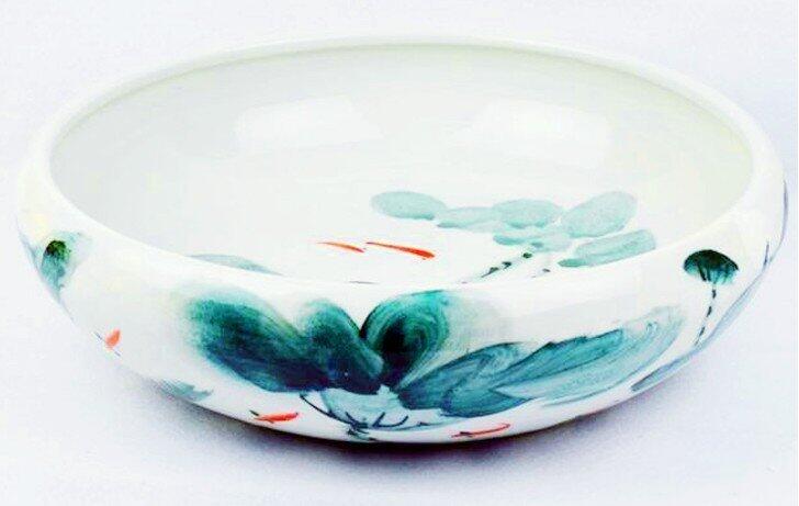 INPHIC-陶瓷器 手繪荷花 特大淺魚缸水族箱 創意 生態 景德鎮