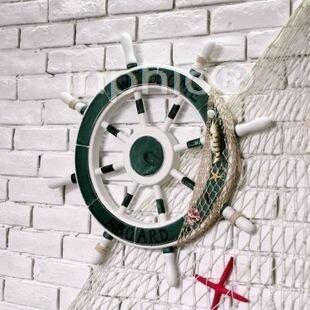 INPHIC-超大型帶漁網船舵 地中海風舵手擺飾 牆飾壁飾大型立體歡迎牌