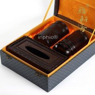 INPHIC-紅木工藝品 黑梓木 茶葉罐 筆筒 紙巾盒 錦盒套裝