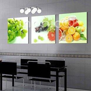 INPHIC-葡萄檸檬水果餐廳無框畫三聯畫客廳裝飾畫清新壁畫現代簡約立體畫