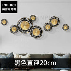 INPHIC-牆飾中式壁飾玄關掛飾裝飾品客廳餐廳東南亞背景-黑色直徑20cm