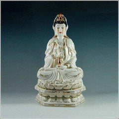 INPHIC-佛像 觀音 供奉 18吋坐蓮臺浮雕 玉白 觀音 工藝品