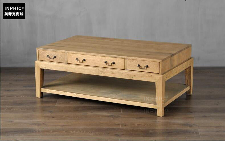 INPHIC-北歐套幾組合 法美式鄉村簡約客廳沙發邊櫃玄關三抽靠牆桌-B款