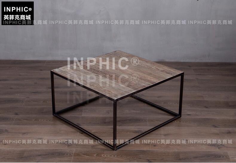 INPHIC-北歐鄉村鐵木茶幾 工業風復古做舊榆木桌面客廳家具-A款