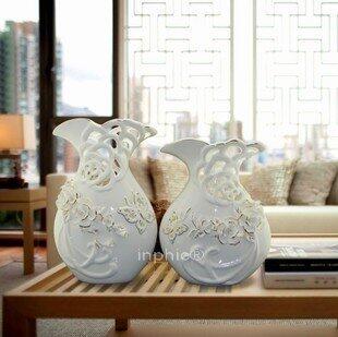 INPHIC-簡約現代白色陶瓷捏花擺飾家居裝飾鏤空花瓶擺設