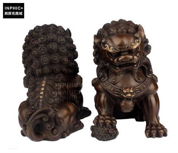 INPHIC-開運 開光純銅獅子無底宮門獅家居裝飾工藝品辦公室