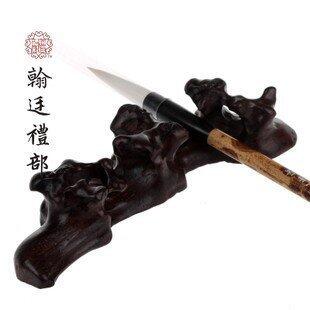 INPHIC-紅木筆架 黑檀木筆擱 鏤空毛筆筆架 古雕刻筆托