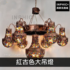 INPHIC-東南亞樓梯酒店波西米亞工程客廳咖啡廳吊燈-紅古色大吊燈