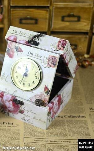 INPHIC-英倫田園帶鐘公主復古首飾盒 木質桌面收納小木盒子閨蜜禮物