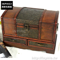 INPHIC-木質梳妝盒歐式收納盒禮物古典拍攝道具中式復古首飾盒木盒