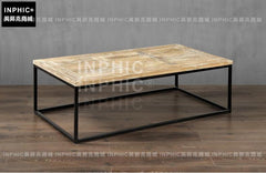 INPHIC-美式鄉村 舊門板鐵藝做舊復古風格咖啡桌茶幾-A款