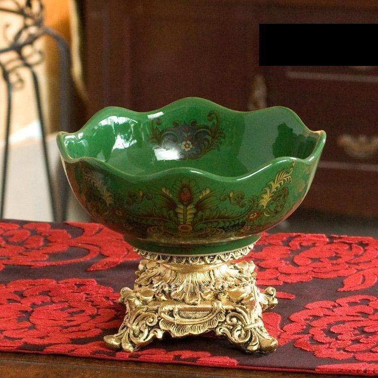 INPHIC-歐式綠優琳彩繪裂紋陶瓷 圓口小果盤 水果盤 裝飾擺飾