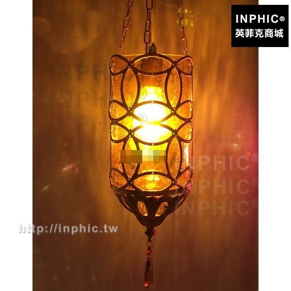 INPHIC-咖啡廳東南亞餐廳鐵藝吊燈酒吧玻璃網咖單頭復古-紅色