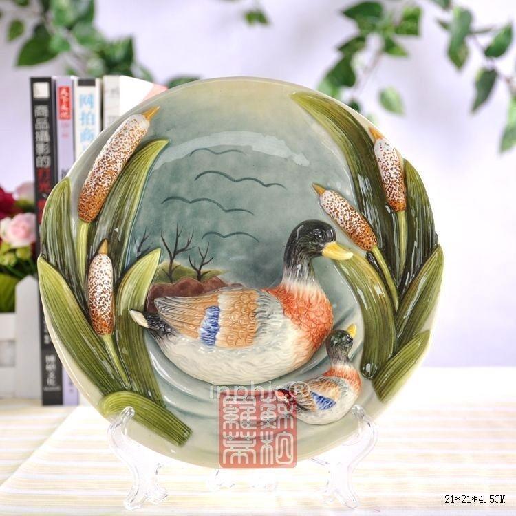 INPHIC-歐式鄉村手繪陶瓷掛盤 春江水暖鴨先知 裝飾盤家居擺設 掛盤