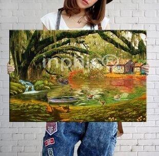 INPHIC-水清樹綠 客廳現代無框掛裝飾畫油畫山水畫風景畫國畫