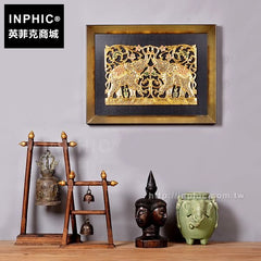INPHIC-實物畫金箔雕花掛畫泰式東南亞客廳裝飾畫餐廳泰國