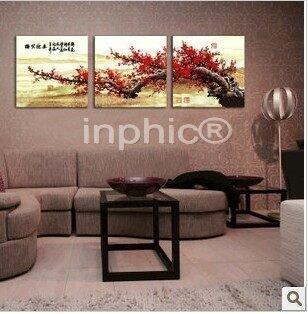INPHIC-梅花掛畫壁畫現代簡約客廳無框畫三聯畫時尚沙發背景牆裝飾畫