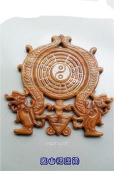 INPHIC-開光桃木立式雙龍八卦鏡、避邪鏡鎮宅避邪、化煞風水工藝品